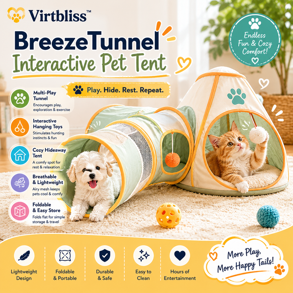 Virtbliss™ BreezeTunnel Interactive Pet Tent