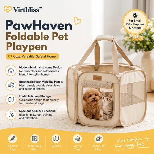Virtbliss™ PawHaven Foldable Pet Playpen